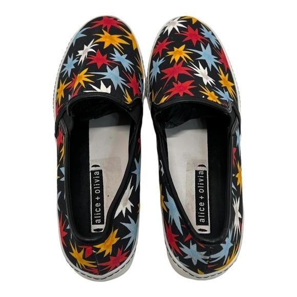 Alice + Olivia Sasha Star Print Canvas Platform Slip On Sneakers Women’s 39.5 - Picture 6 of 11